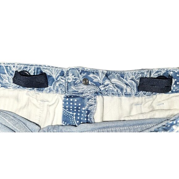 Gap Kids Jean Shorts Girls 10 Floral Paisley Print Midi Stretch Adj Waist Blue - Picture 6 of 7